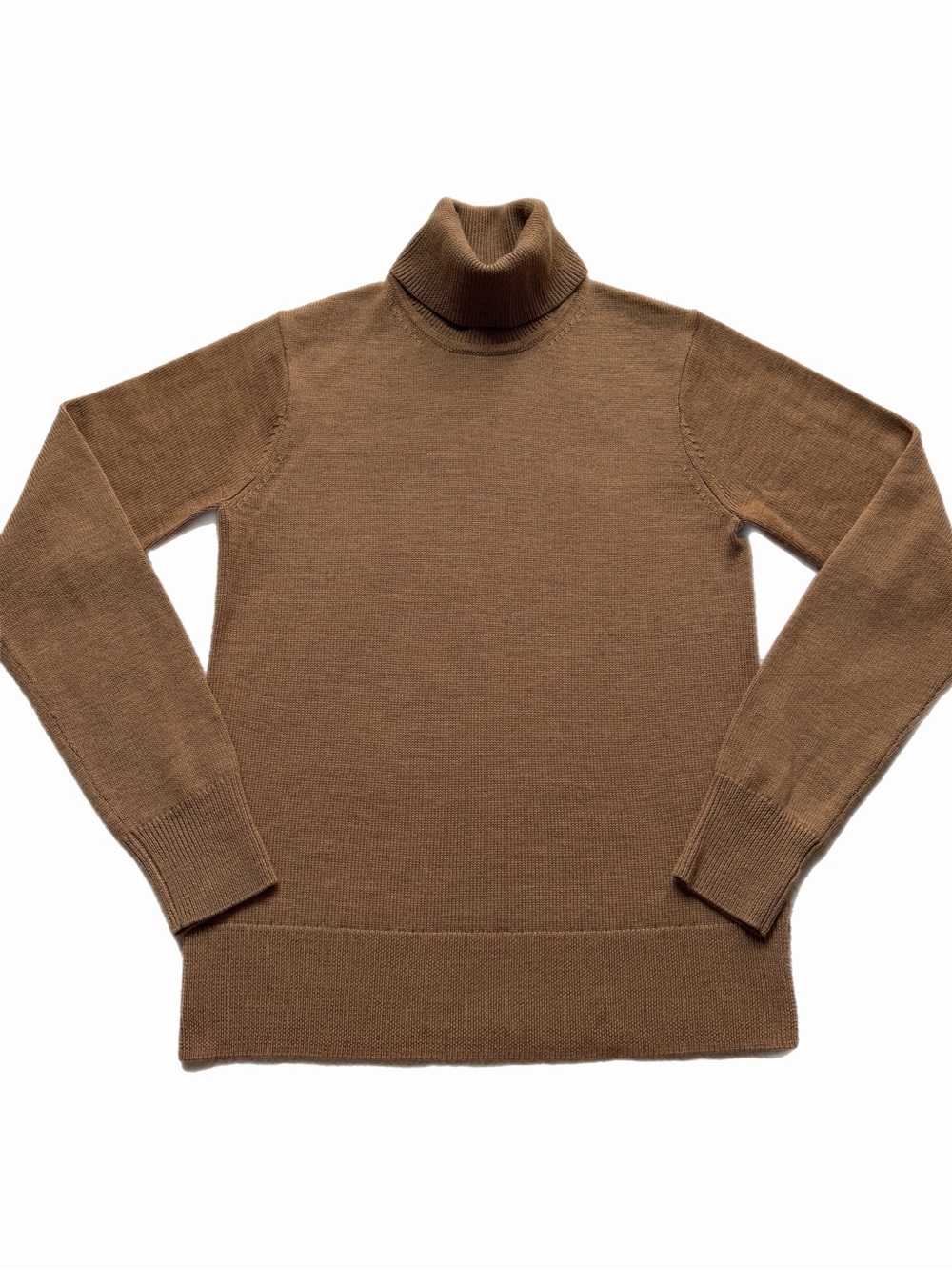 Frank and Oak 100% Merino Wool Camel Beige Turtleneck Sweater S Minimalist
